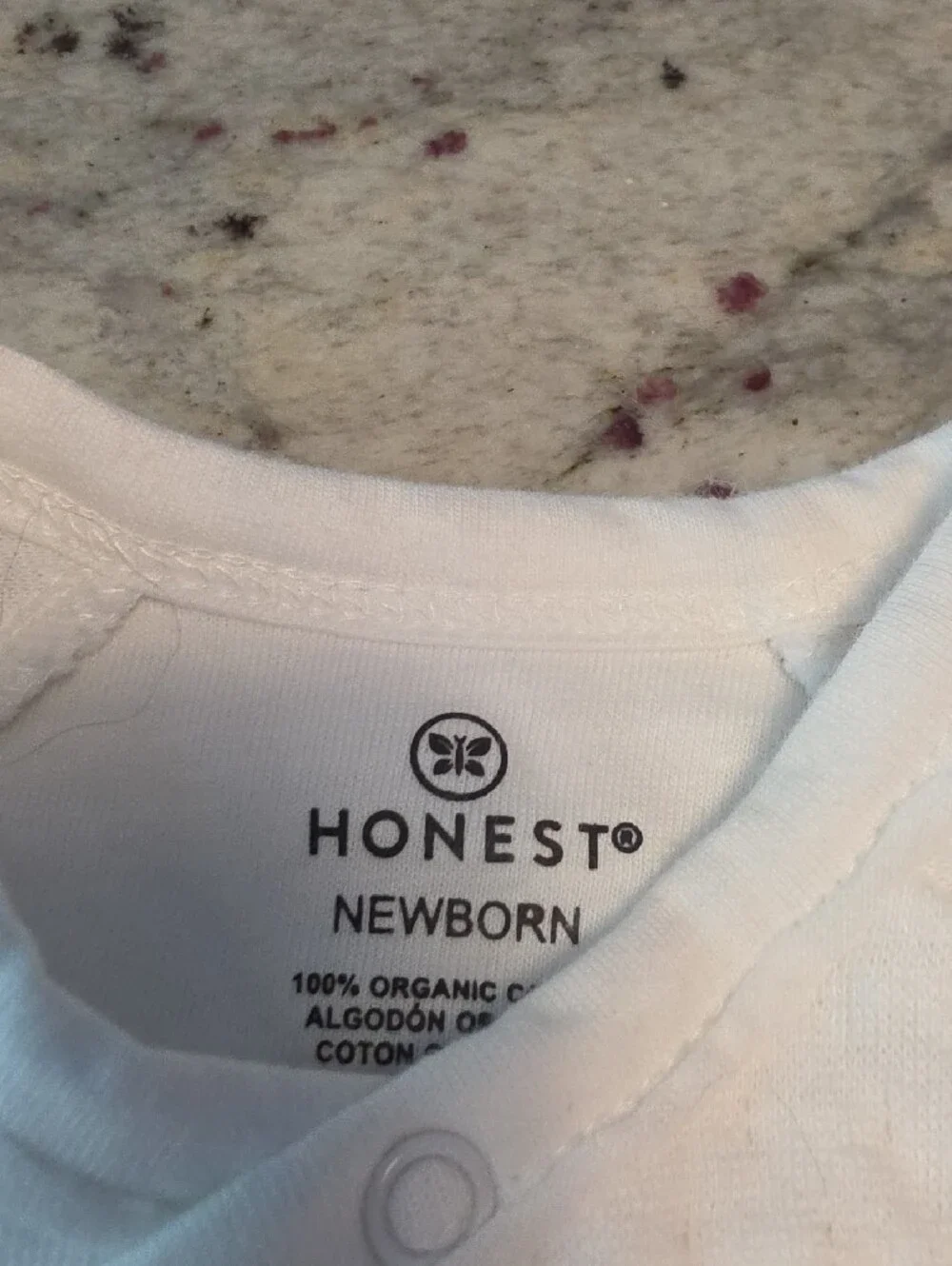 Honest Baby White Quilted 100% Organic Cotton One-Piece Romper Newborn Nwt